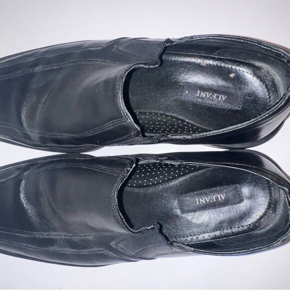 ALfani Mens Black Leather Slip-On Dress Shoes Size 10.5 - Picture 2 of 4